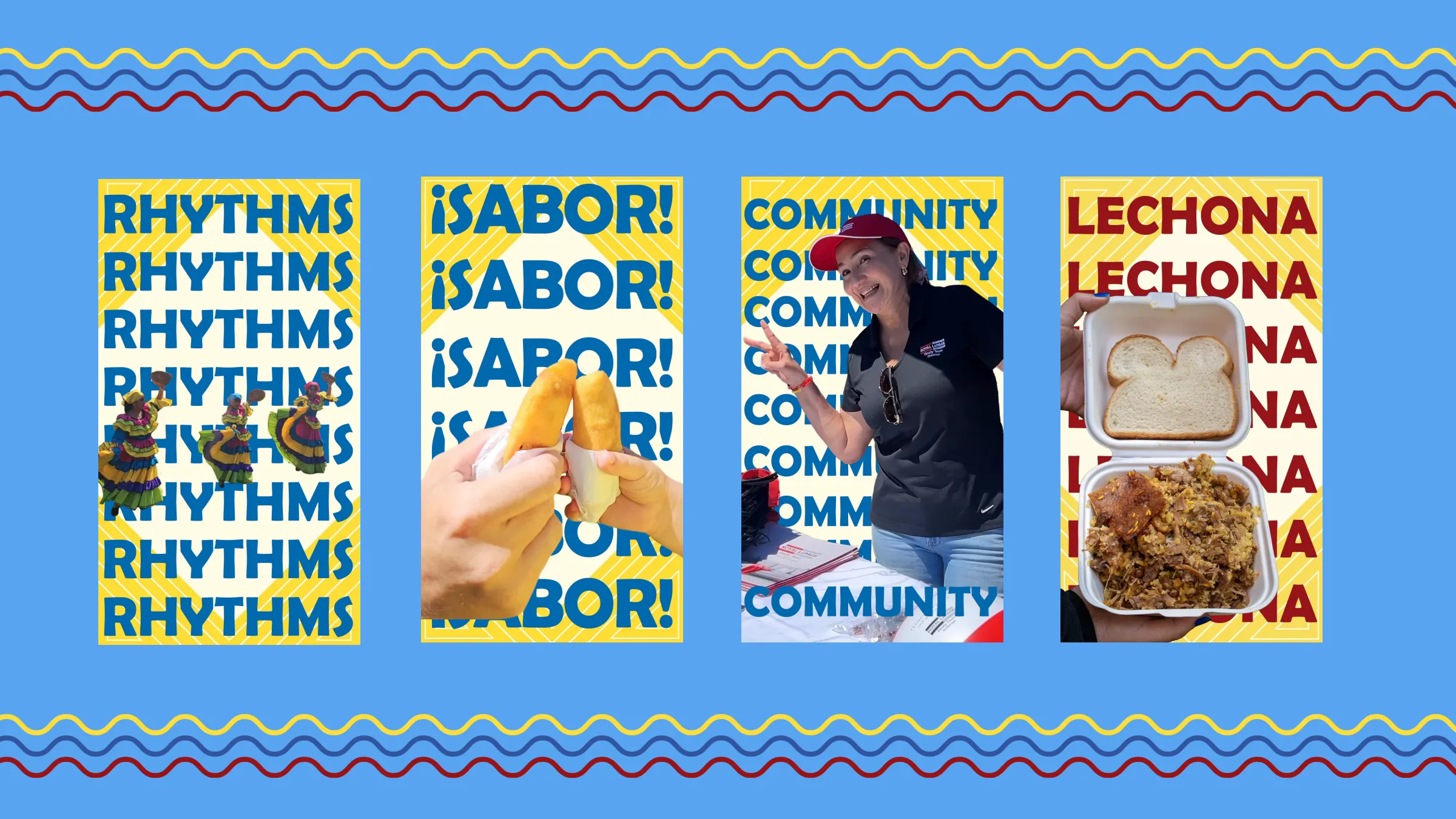 Image showing the video and images for the Colombia in Sudbury 2024 event with a yellow background